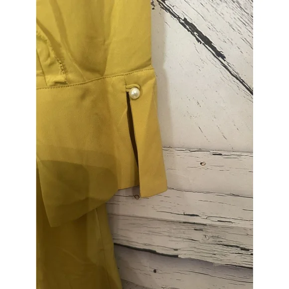 Ann Taylor Beautiful Gold Ruffle Long Sleeve Long Shirtdress SZ 16 *read* - Picture 4 of 11